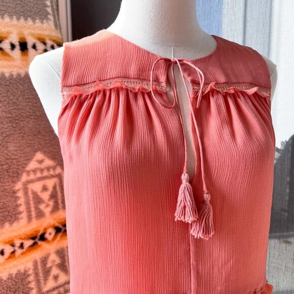 Alice + Olivia Massie Salmon Sleeveless Ruffled Top Women’s Small - Picture 3 of 11